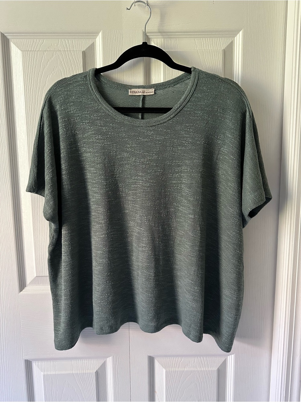 NWT Zenana Boxy Fit Short Sleeve Top in Ash Jade Size S/M